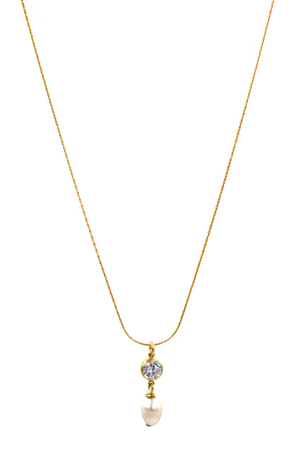 Crystal Pearl Drop  Necklace
