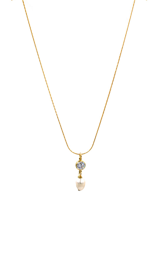 Crystal Pearl Drop  Necklace