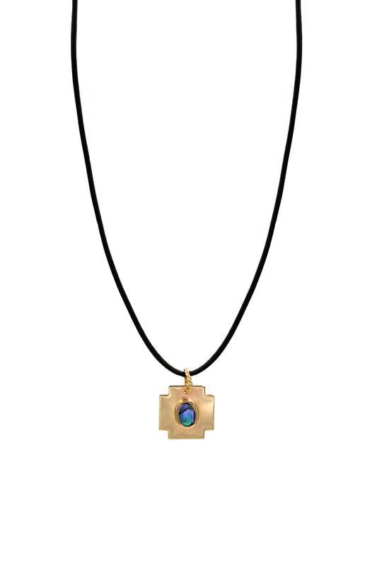 Abalone and Leather Cord Necklace