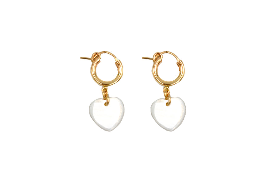 Mother of Pearl Heart Hoops