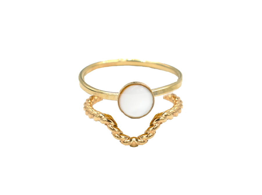 Helm Mother of Pearl Stack Ring Set
