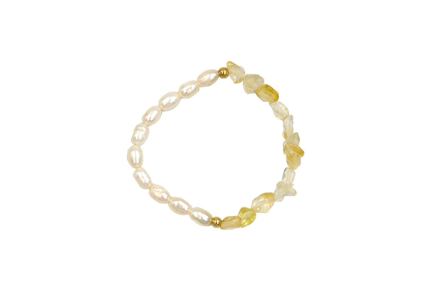 Citrine & Pearl Elastic Bracelet