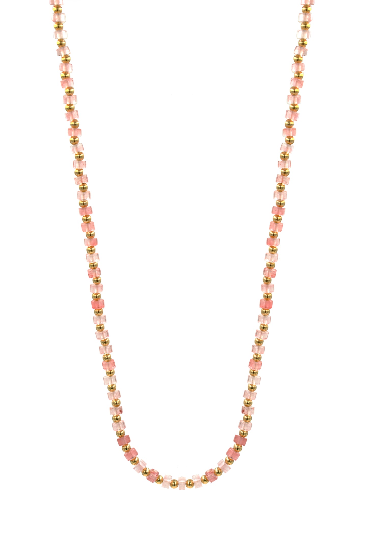 Rose Quartz Heshi Bead Necklace