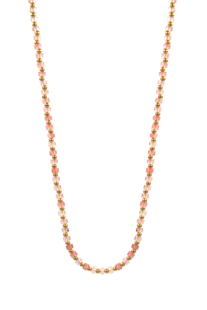 Rose Quartz Heshi Bead Necklace