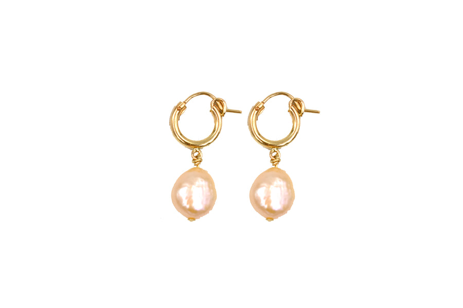 Pink Pearl Hoops