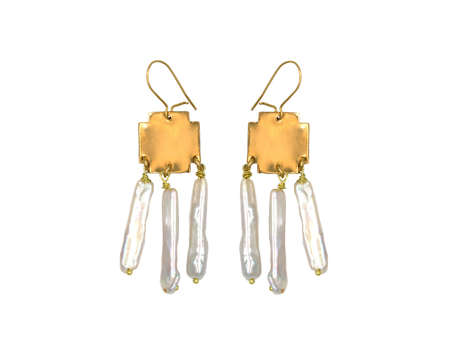 Square Pearl Drop Earrings