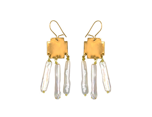 Square Pearl Drop Earrings