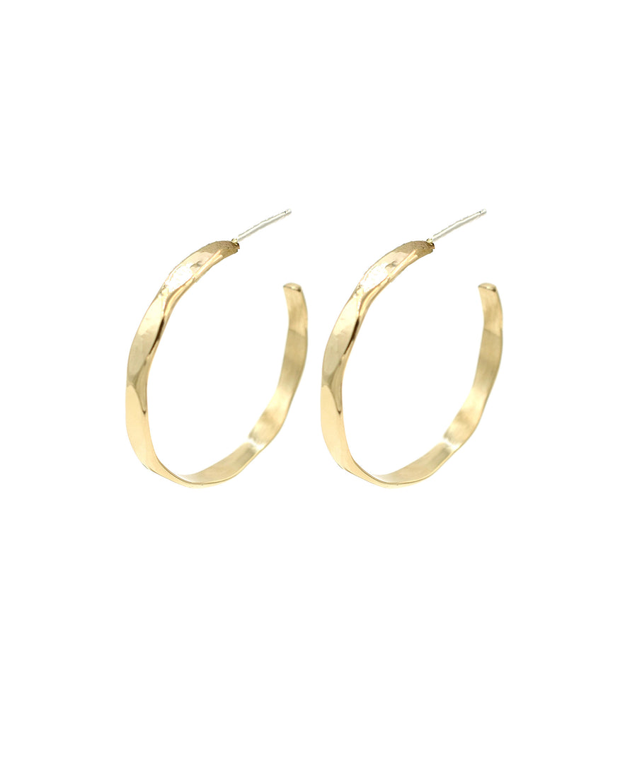 Small Angled Hammered Hoops