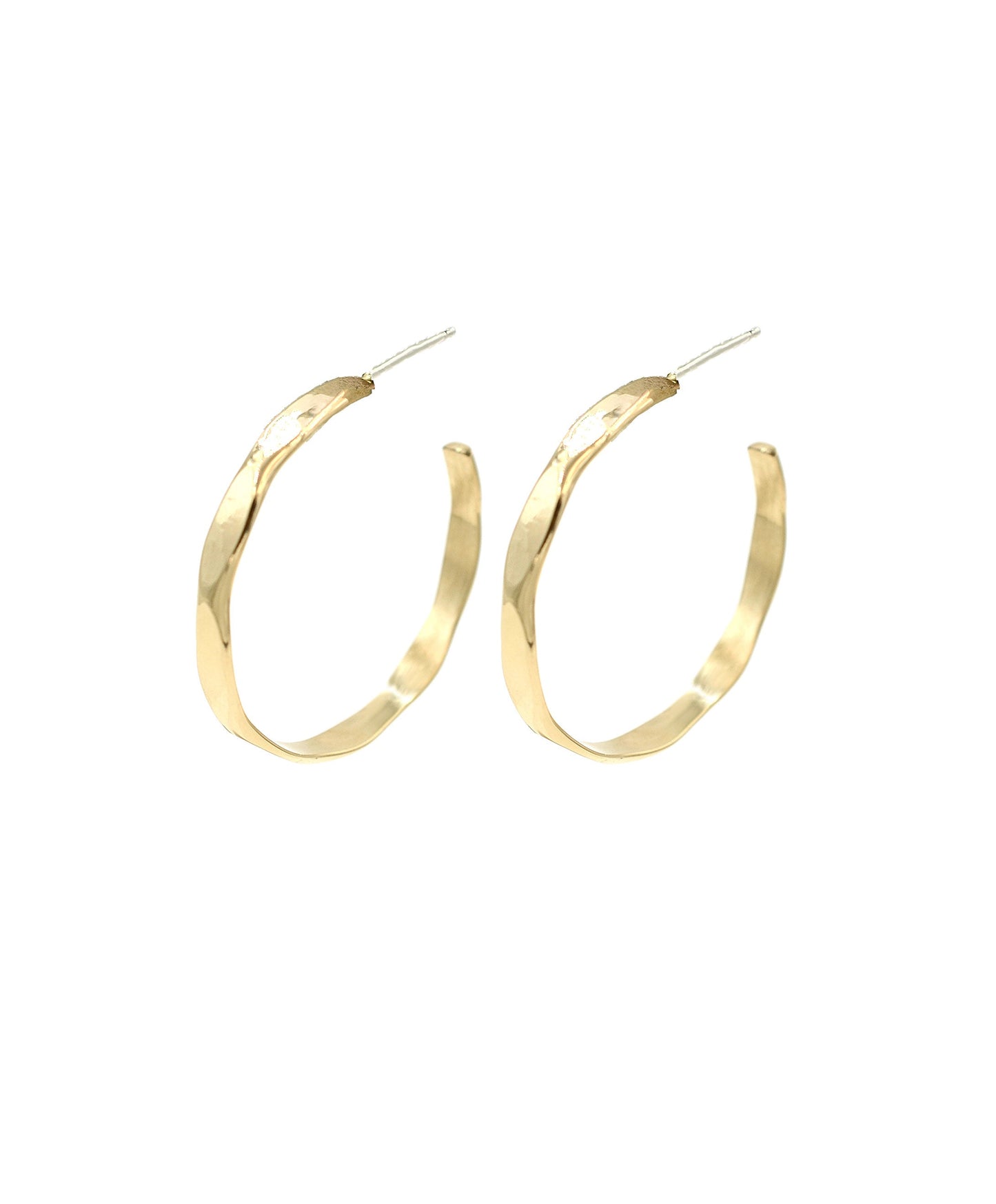 Large Angled Hammered Hoops