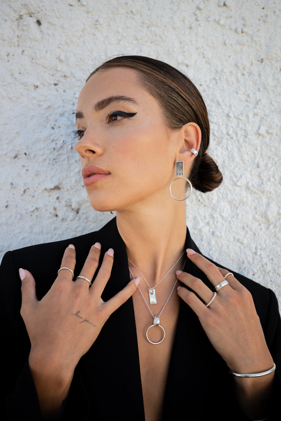 Three Ring Rectangle Necklace