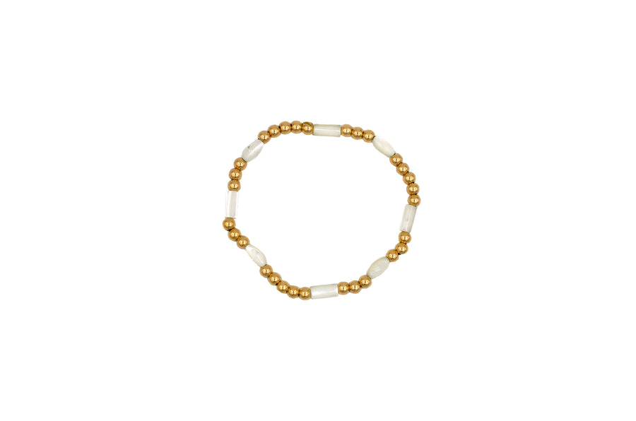 Clover Bead and Pearl Stretch Bracelet