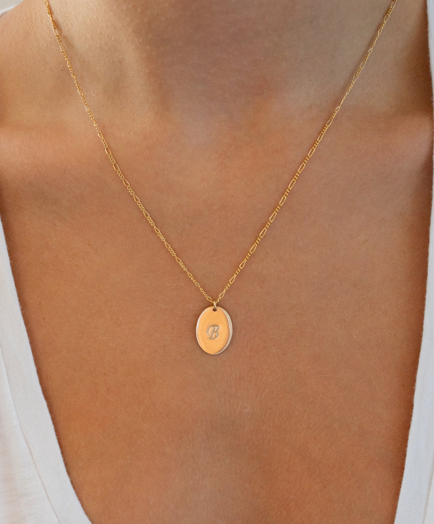 Oval Monogram Necklace Gold Filled