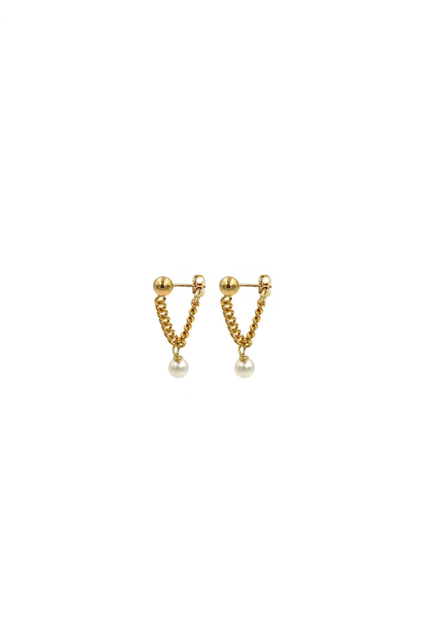 Pearl Chain Hoops
