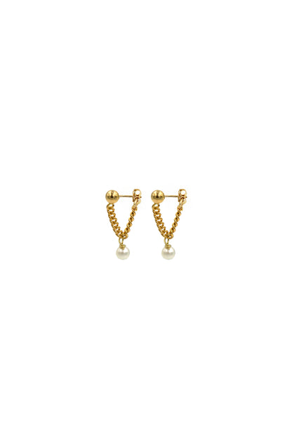 Pearl Chain Hoops