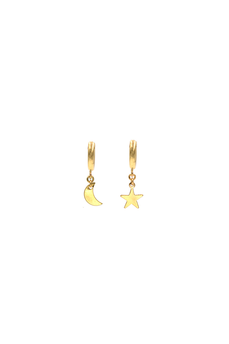 Moon and Star Charm Hoops